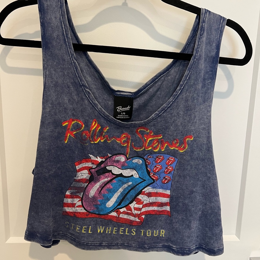 Rolling Stones Steel Wheel Tour Crop Muscle Tank Rock Shirt